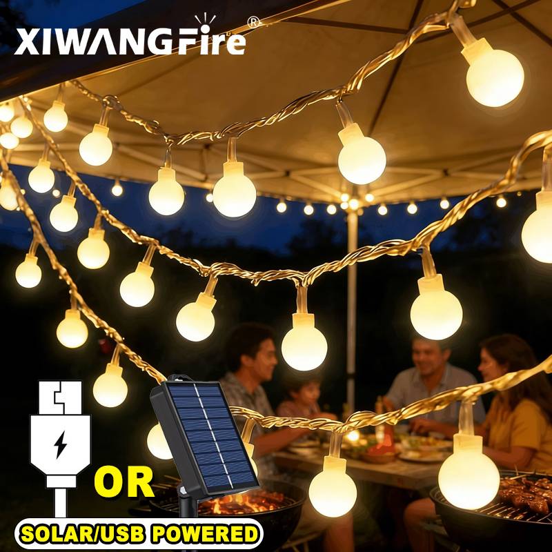 Camping Solar Lantern - Luzes de Cordão Solares/USB/Bateria de 3-10M,