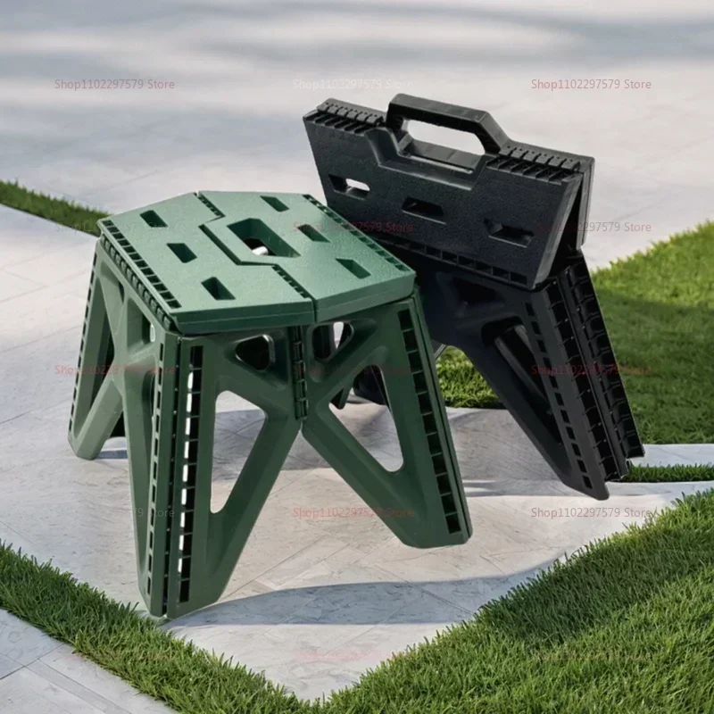 Outdoor Camping High Chair - Cadeira Dobrável, Banquinho Portátil de Plástico