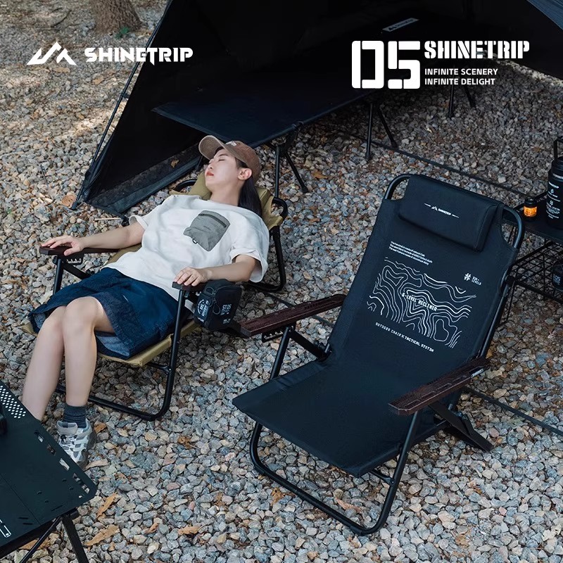 Outdoor Camping High Chair - ShineTrip Espreguiçadeira dobrável ao ar livre