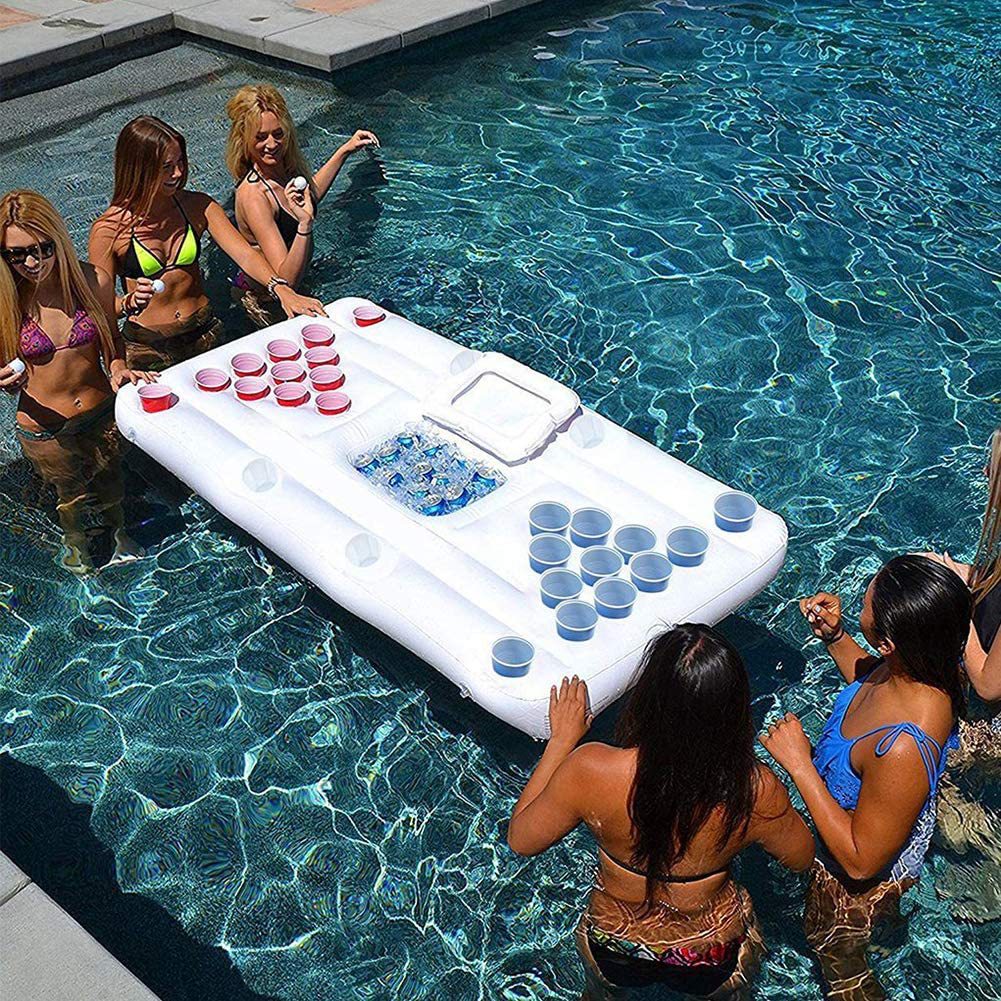 Outdoor Camping Games - Mesa Inflável Flutuante para Piscina Externa,