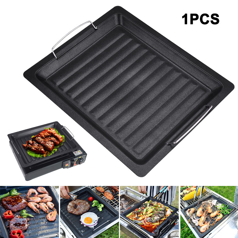 Outdoor Camping Cooking Set - Panela de Grelhar Quadrada Grossa para