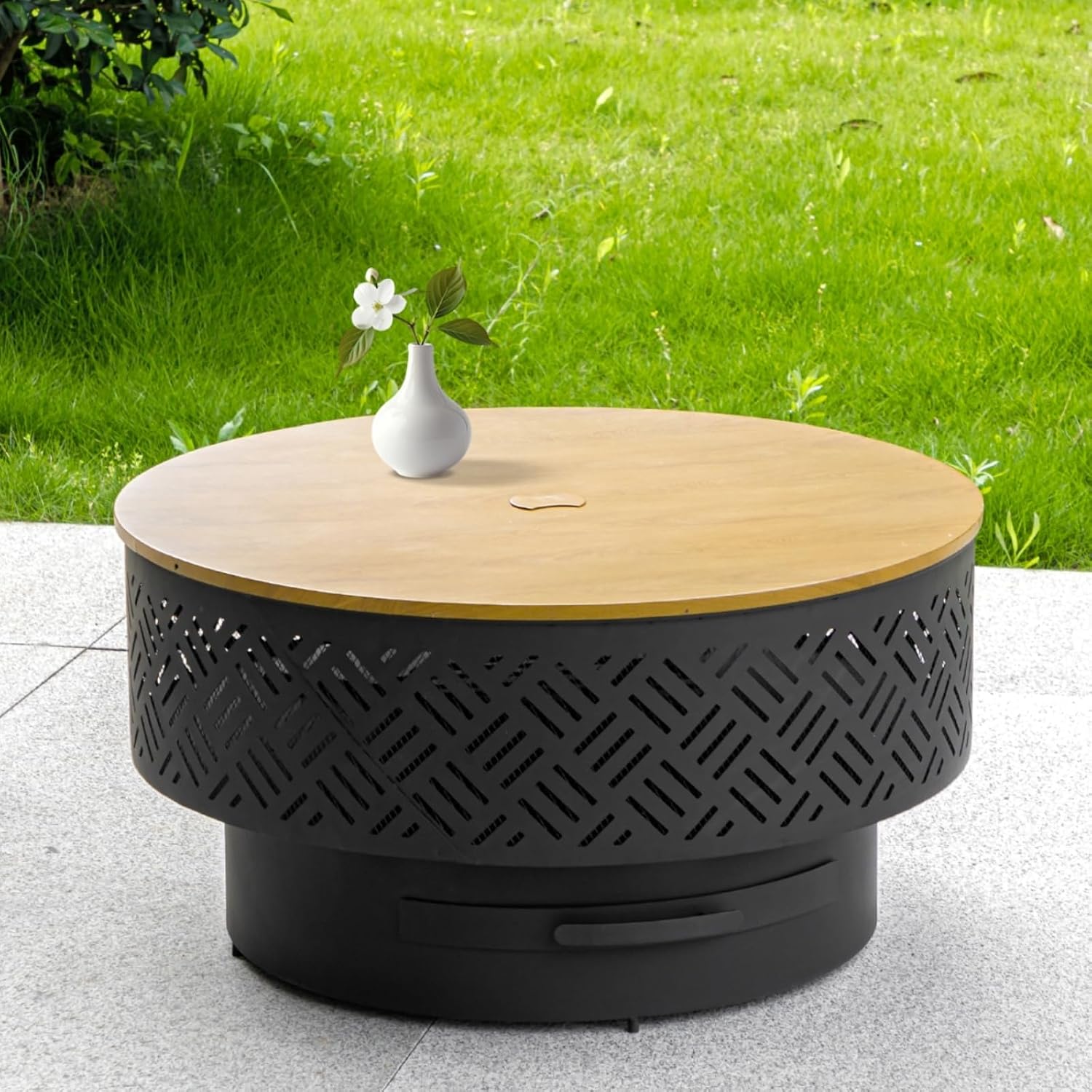 Outdoor Camping Cooking Table - Mesa Redonda de Metal para Fogueira