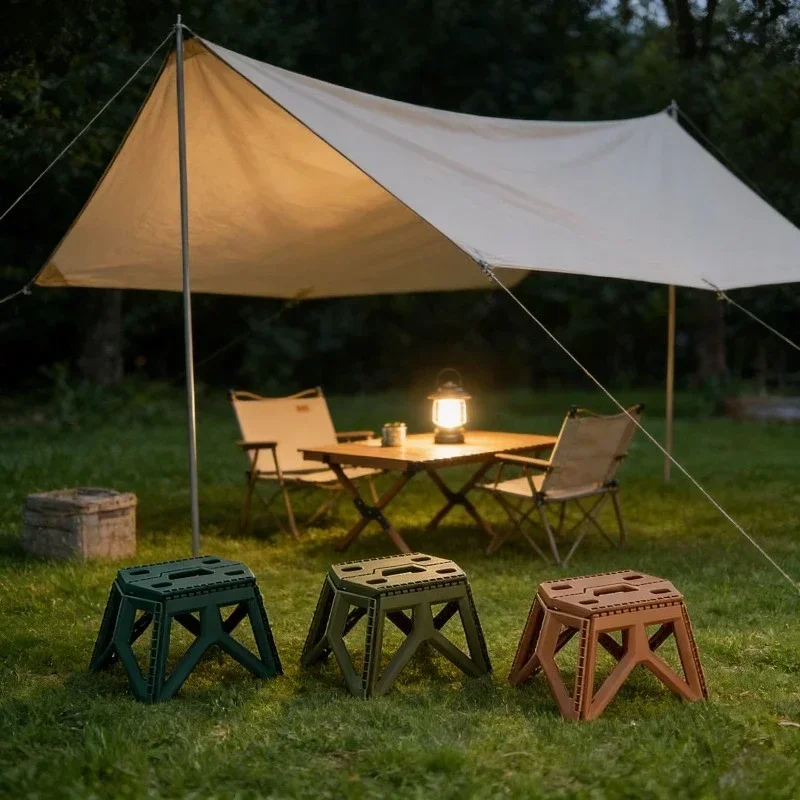 Outdoor Camping High Chair - Banquinho Dobrável, Banquinho de Plástico Portátil