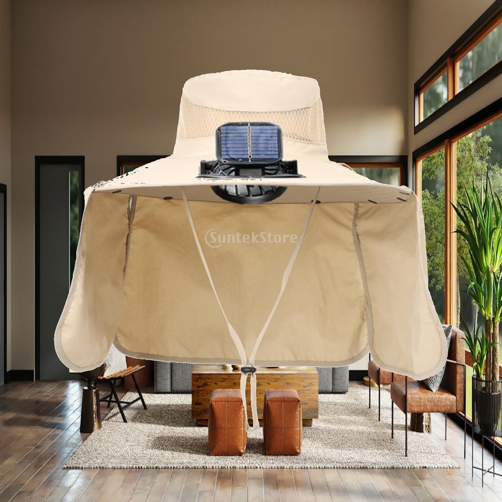 Outdoor Camping Show - Chapéu com Ventilador Solar, Ajustável, com