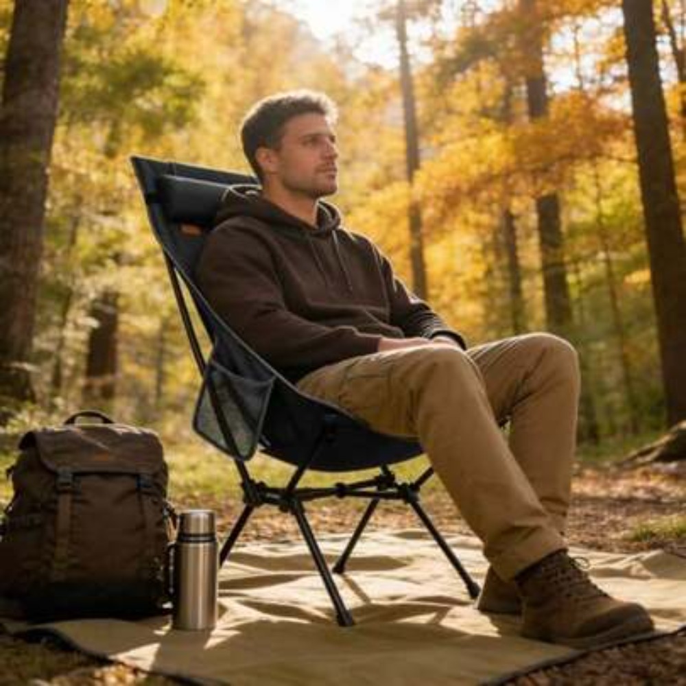Outdoor Camping High Chair - Cadeira de Camping Dobrável Ultraleve com