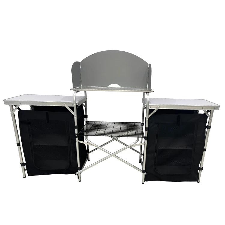 Outdoor Camping Cooking Table - Mesa de Cozinha Portátil de Alumínio