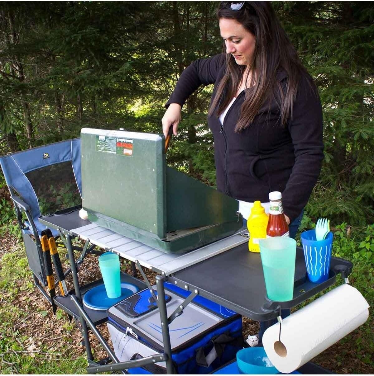 Mesa de Cozinha Portátil Dobrá - Outdoor Camping Cooking Table avaliação e preço